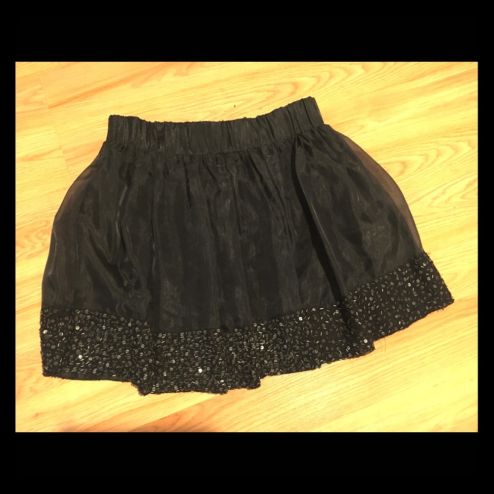 Black Miniskirt with Silver Beading